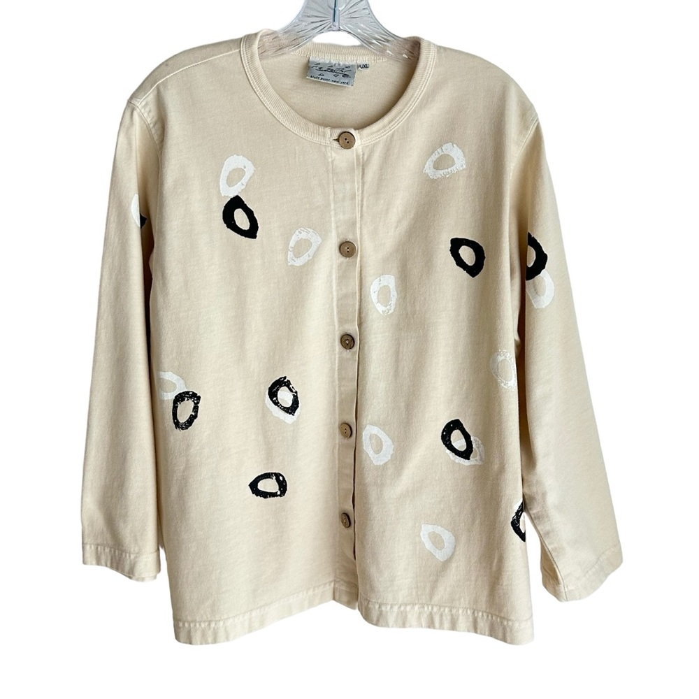 la Saether Bluff Point NY Art to Wear Cream Colored Button Up Jacket